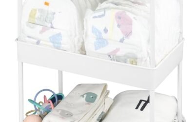 Baby Diaper Caddy, Plastic Movable Cart for Newborn Nursery Essentials