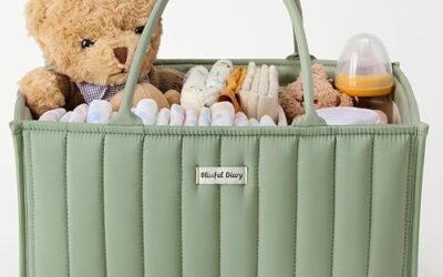 Blissful Diary Baby Diaper Bags Caddy Organizer, Stylish Nursery Storage Basket