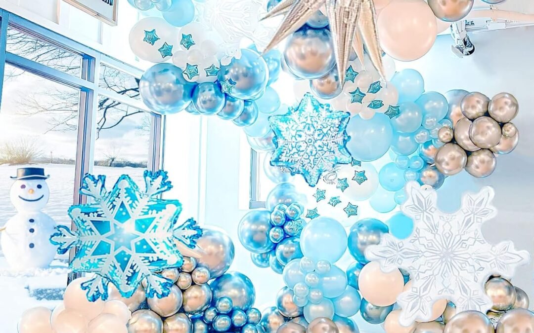 Winter Wonderland Balloon Garland arch kit 160 Pcs large Snowflake