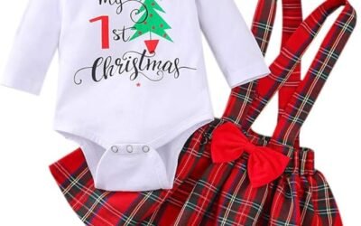 Newborn Baby Girl 1st Christmas Outfit Set: Romper
