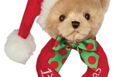 Bearington Collection Baby’s 1st Christmas: Soft Rattle and Plush Ring Gift for Newborns
