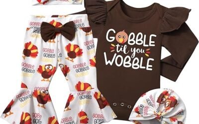 Outfit Set: Ruffle Romper, Bell Bottoms, Headband & Bandana for Newborns