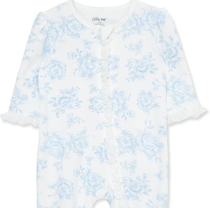Little Me Baby Girls 100% Cotton Footie and Headband Set – The Perfect Blend of Comfort and Style
