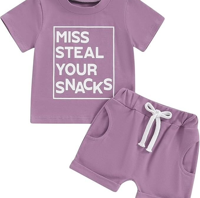 Toddler Baby Girl Summer Clothes – Daddy’s Girl Letter Short Sleeve T-Shirt and Rolled Shorts Outfit Set